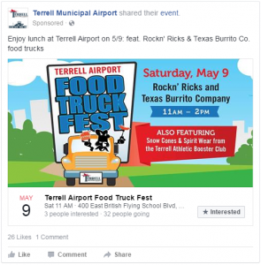 Sample Facebook ad campaign promoting a client event